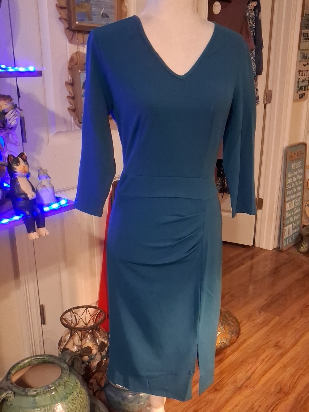 A New Grace Karin Woman's V-neck Long Sleeves Blue Dress Size S